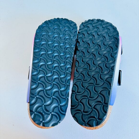 BIRKENSTOCK ARIZONA VEGAN OMBRE PINK AND PURLE SLIDE SANDALS 9/40 - Picture 5 of 8